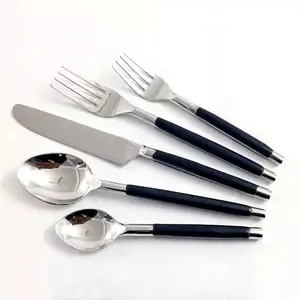 Nouveau vert acrylique poignée hôtel mariage table couverts ensemble de service alimentaire de qualité alimentaire en acier inoxydable couverts argenterie fournitures - Product Image 4