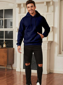 Sudadera con capucha informal de 320 GSM para hombre, ropa de calle Beige con logotipo personalizado, tejido elástico suave de algodón 100% ligero - Product Image 2