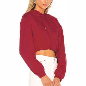 Venta caliente Invierno Polar pulóver con capucha Crop Top Sudadera con capucha con logotipo frontal ecológico manga larga Casual algodón - Product Image 1