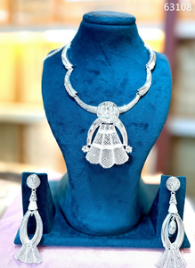 Luxury Gold Plated Long <b>Necklace</b> <b>Set</b> with Designer Pendant & Tassel <b>Earrings</b> Bridal Party Wear Model 63104 - Product Image 6