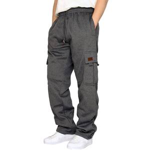 men's pants washed Autumn <b>Winter</b> New Men's Pants Cross-Border Plus Size Lightweight Fleece Foot Loose Straight Cargo <b>Trousers</b> - Product Image 5