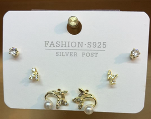 Orecchini a Perno in Argento S925 Placcato Oro con Cristalli a Forma di Stella, Set di Gioielli da Donna per Uso Quotidiano - Product Image 3