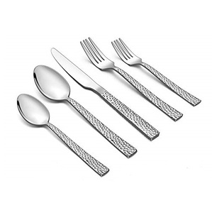 Ensembles de couverts en métal de vente chaude avec poignées rondes martelées argent fini pour la table à manger - Product Image 3