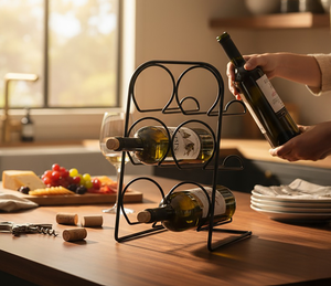 6 Bottle Wine Rack, Metal Wine Rack, Wine Bottle Holder, Countertop Wine Rack, <b>Freestanding</b> Wine Holder, Modern Wine Storage, De - Product Image 1