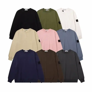 Sweat-shirts vintage en denim délavé tendance, sweat-shirts décontractés en molleton français, sweat-shirts à col rond, manches longues, étiquette sur le devant - Product Image 1