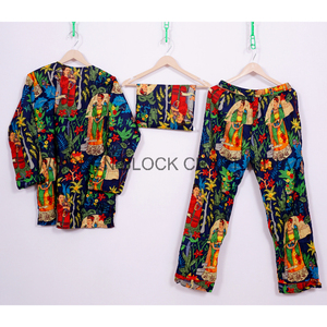 Nouveauté, vêtements de nuit en pur coton, vêtements de nuit, impression numérique, faits à la main, toutes tailles, femme, élégant, taille élastique, longueur totale - Product Image 5