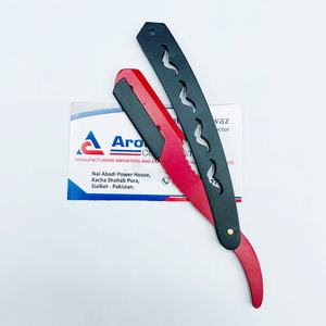 Maquinilla de afeitar recta profesional de peluquero al por mayor, herramienta de afeitar manual de acero inoxidable con logotipo personalizado, diseño sostenible negro rojo - Product Image 4