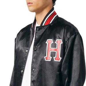 Chaqueta universitaria de satén con estilo para hombre, bombardero de béisbol de retazos, prendas de vestir exteriores con bordado de letras H, ropa de calle, abrigo de moda - Product Image 2