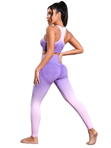 Leggings de yoga taille haute personnalisés, longueur intégrale, sans couture, en Spandex et Nylon, pour femme, pantalon de sport texturé extensible dans les quatre sens - Product Image 3