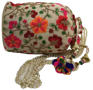 Bolso de mano hecho a mano para mujer, bolsa de muñeca bordada para regalos de boda, de fabricante indio al precio más bajo