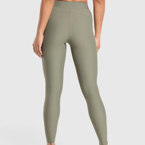 Most Popular Women <b>Slim</b> Fit Mid Waist Full Length Solid Yoga <b>Leggings</b> Breathable Quick Dry Spandex/Polyester Private Label - Product Image 2
