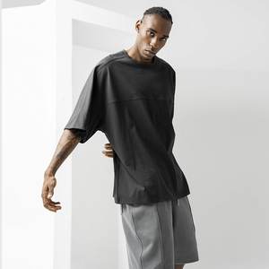 T-shirt à manches courtes, ample et décontracté, avec épaules tombantes, lavage à l'acide, pas de quantité Minimum de commande - Product Image 1