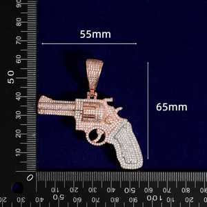 Pendentif pistolet 3D Iced Out micro-pavé de diamants, style Bling Hip Hop Rapper, bijoux et accessoires pour homme, cadeau - Product Image 2