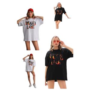 T-shirt Oversize Streetwear Imprimé Vintage Graphique Grande Taille Coton Lourd Logo Diamants Tricoté OEM ODM - Product Image 1