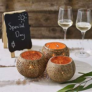 Hot Selling 2025 Coconut <b>Shell</b> Tea <b>Light</b> Holder/ Coconut <b>Shell</b> Candle Holder Made in Vietnam - Product Image 3
