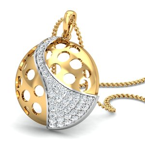 Geometric Round Pendant Dainty Brass Necklace for Women 18k Gold Plated Hollow Circle Design Wholesale Pendant - Product Image 2