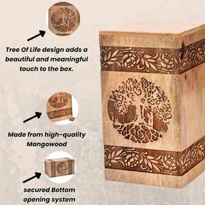Wooden urn for Human ashes Tree of Life Engraved <b>box</b> for Ashes <b>Large</b> Adult pet <b>Box</b> for Ashes <b>Memorial</b> urn - Product Image 6