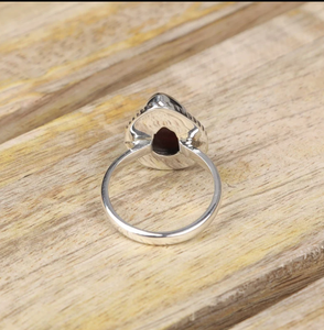 Magnificat Handmade Đồ Trang Sức Mỹ Cho Phụ Nữ Chính Hãng Màu Đỏ <span class=keywords><strong>Garnet</strong></span> (7X9Mm) Lê Hình Dạng Mặt Cắt Baho Mặt Trăng Bezel Thiết lập Đảng - Product Image 3