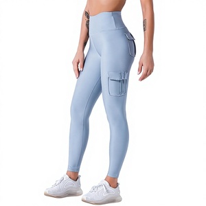 Leggings Deportivos de Cintura Alta para Mujer, Color Sólido, Transpirables, Tejidos, con Costuras, Spandex, Poliéster, Sexys, para Club, 240g - Product Image 1
