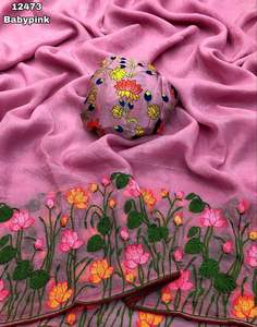 เสื้อเบลาส์ผ้าชีฟองอัดลายด้วยการออกแบบของ Pichwai เสื้อชีฟองอัดลายผู้ผลิตจากอินเดีย - Product Image 4