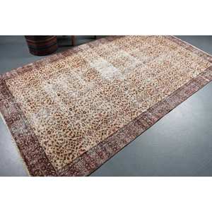 Vintage Turkish <b>Rug</b> Beige Red 5.4 X 9.3ft Large Area Woolen Patchwork Design for Hallway <b>Bedroom</b> Latex for Living Room Bedside - Product Image 2