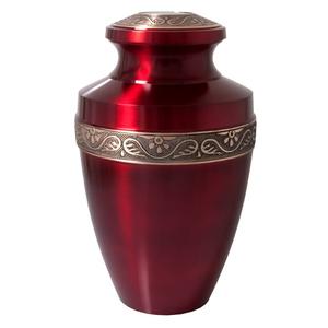 Urnes funéraires pour adultes en laiton de haute qualité avec bande de gravure urnes funéraires en métal fini de couleur rouge or et brillant pour les cendres humaines - Product Image 1