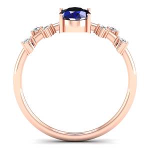 Anillo de Compromiso REYES con Zafiro Azul de Corte Ovalado de 0.75 Quilates Personalizado en Plata de Ley 925, Joyería Fina con Moissanita - Product Image 4