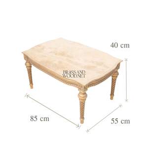 Mesa de Centro Rectangular de Lujo con Tapa de Mármol Beige Premium y Marco Tallado a Mano en Oro Antiguo para Sala de Estar Clásica - Product Image 6