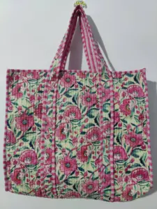 Quilted Women's Cotton Tote Bag Unique Fabric <b>Vintage</b> <b>Handbag</b> Trendy Fashion Shoulder Bag Purse Stylish Handmade Handcrafted - Product Image 4