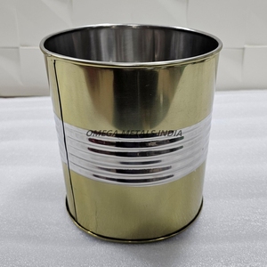 Enfriador de vino de gran capacidad, cubo de hielo dorado de acero inoxidable con detalles a rayas, perfecto para eventos en interiores y exteriores - Product Image 1