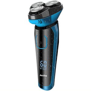 Rasoir électrique rechargeable pour homme, étanche, utilisation humide/sèche, rasoir rotatif avec indicateur de batterie, alimentation USB, tondeuse à barbe pour les voyages - Product Image 1