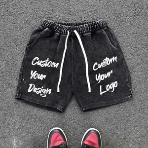 Pantalones cortos con estampado de hojaldre lavado ácido de la mejor calidad para hombre 100% algodón Vintage desgastado fabricante al aire libre Casual Heavy Jogging Pattern - Product Image 3