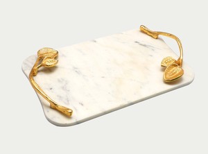 Plateau de service en marbre blanc en vente chaude, plateaux pour la maison et la table, plateau de service en marbre de haute qualité, nouveau look avec poignée. - Product Image 4