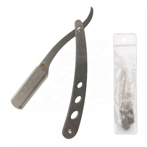 High Quality <b>Single</b> <b>Blade</b> Manual Folding Stainless Steel Disposable Shaving <b>Blades</b> Barber <b>Razors</b> with Pouch for Face Shaving - Product Image 4