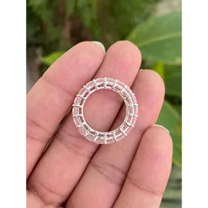 925 <b>Silver</b> Eternity Band <b>Ring</b> with Rose Quartz for Engagement - Product Image 4