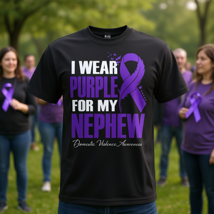 Camiseta de concienciación sobre la violencia doméstica: "Vestido de morado por mi sobrino" - Product Image 3