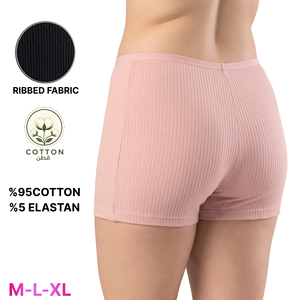 Culottes Boyshort Femme en Coton Côtelé Respirantes Taille Haute Rayées Écologiques avec Logo Tricoté Tailles M-L-XL - Product Image 3