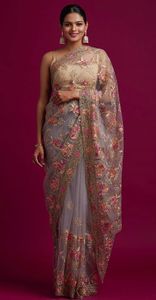 Saree-Blusa de Organza suave con bordado para mujer, blusa de trabajo de alta calidad, de proveedor indio de alta calidad - Product Image 3