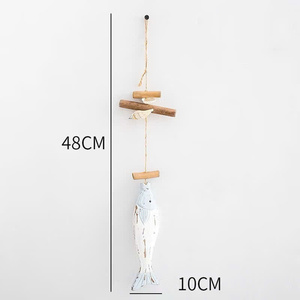 Grand squelette de poisson en bois bleu à suspendre |   Accent en corde stylisé |   Décoration rustique harmonieuse pour les maisons modernes et les cafés à thème - Product Image 4