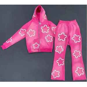 Conjunto de Sudadera con Capucha de Felpa 100% Algodón para Hombre, con Logotipo Personalizado, Transpirable, Ecológico, Lavado al Ácido, Cortavientos, de Secado Rápido, para Invierno, Gimnasio - Product Image 2