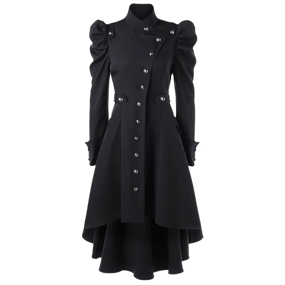 Winter Fashion Women Clothes Gothic Overcoat Breathable Ladies Solid Retro Black custom size Ladies Long Dress Coat gothic style