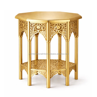Table d'appoint marocaine en métal, meuble de salon, table basse avec finition antique en aluminium coulé, table d'appoint industrielle