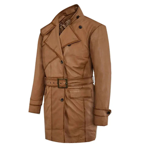 Manteaux Tendance Premium 2025 pour Hommes, Faits Main, Marron, Vêtements d'extérieur de Designer, Coupe Slim, Longs, Épais, Style Trench Hiver, 100% Cuir - Product Image 1