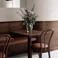 Ensemble de table et de chaises de salle à manger de couleur noyer, meubles de restaurant, ensemble de table ronde avec 4 chaises