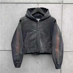 ARTISTE Hiver Hommes Surdimensionné Zipup Faded French Terry 100% Coton Broderie Vintage Distressed Heavyweight Acid Washed Hoodie - Product Image 3