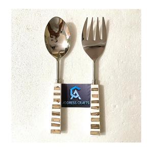 ชุดช้อนสลัดสแตนเลสพร้อมด้ามเรซิ่นสไตล์วินเทจ อุปกรณ์ครัวสุดหรู ราคาขายส่ง - Product Image 5