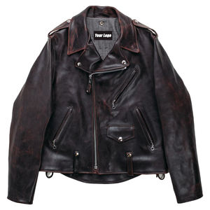 Chaqueta de Motociclista de Invierno Estilo CHiPs Personalizada para Hombre, Cuero de Caballo Curtido Vegetal de Grano Completo, Ecológica - Product Image 1