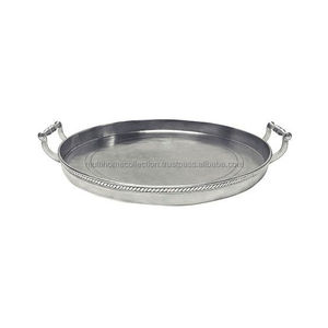 Luxurious American Style Fancy Tray for Kitchen Serve Metal Round Hammered Serving Tray New <b>Year</b> Celebration Tableware Tray Deco - Product Image 3
