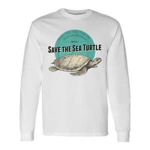 T-shirt à manches longues Save The Sea Turtle, écologique, unisexe, col rond, en coton, vêtements promotionnels pour adultes - Product Image 1