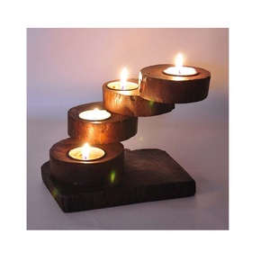 Portavelas de Diseño Estándar con Diseño de Madera y Frasco de Madera para Decoración de Fiestas, Diseño Personalizado Disponible - Product Image 1